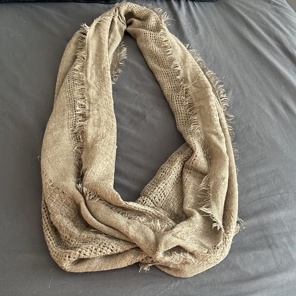 Brown knit infinity scarf